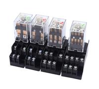 Relais de puissance électromagnétique à rail DIN 35 mm DC12V DC24V DC48V AC110V/220V/380V bobine 4PDT 14 broches 5 pièces(DC5V)