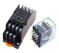 Relais de puissance MY4 DC12V DC24V AC110V AC220V Bobine 4NO 4NC Rail 14 broches + relais(DC,110V)