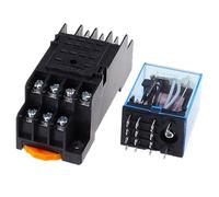 Relais de puissance MY4N DC12V AC12V DC24V AC24V, bobine 5A 4NO 4NC, indicateur LED, rail DIN 14 broches, relais temporisé avec base de prise(DC,220V)