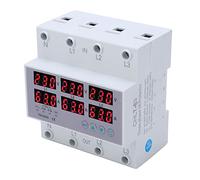 Relais de Séquence de Surveillance de Tension triphasé, Voltmètre Numérique Ampèremètre Compteur de Puissance Voltmètre sur Rail DIN Ampèremètre Protection Automatique contre les (63A)