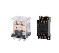 Relais électromagnétique intermédiaire avec socle, 2 pièces, AC 220 V DC 12 V 24 V, HH52P HH53P HH54P HH62P HH63P HH64P(DC 24V,HH63P 11Pin)