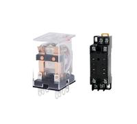 Relais électromagnétique intermédiaire avec socle, 2 pièces, AC 220 V DC 12 V 24 V, HH52P HH53P HH54P HH62P HH63P HH64P(AC 220V,HH52P 8Pin)