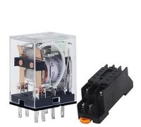 Relais HH52P MY2NJ Bobine Général Micro Mini Contacteur Électromagnétique Mini Interrupteur avec Base de Prise LED 8 Broches 5A Rele12V24V220V(DC,24V-With Base)