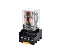 Relais intermédiaire haute puissance bobine de cuivre argent Contact général Micro Mini relais électromagnétique AC220V/DC24V(10 Pcs,2P-IDC24V With Base)