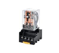 Relais intermédiaire haute puissance bobine de cuivre argent Contact général Micro Mini relais électromagnétique AC220V/DC24V(10 Pcs,3P-IDC24V With Base)