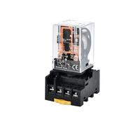 Relais intermédiaire haute puissance bobine de cuivre argent Contact général Micro Mini relais électromagnétique AC220V/DC24V(10 Pcs,2P-IAC220V With Base)