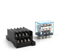 Relais intermédiaire HH64P LY4NJ 10A Micro petit relais électromagnétique ACDC12V24V AC110V 220V 380V avec Base de prise à 14 broches PTF14A 1 pièces(With socket,AC 12V)