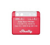 Relais interrupteur Z-Wave rouge - Shelly - Wave 1PM Mini LR - Commande via Shelly Smart Control - Android, Apple iOS