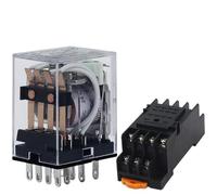 Relais MY4P HH54P MY4NJ Bobine DPDT Micro Mini Relais Électromagnétique Interrupteur avec Base de Prise LED AC 110V 220V 12V 24V(AC,36V-with Base)