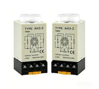 Relais Temporisé AH3-2, Commande De Commutateur De Synchronisation De Retard De Mise Sous Tension Avec Base, DC12V, Minuterie Réglée For 60 Minutes, Bornier À Huit Broches(Pack Of 2)