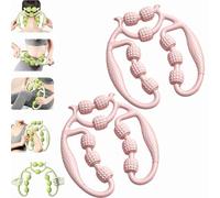 Relajador De Piernas Lot de 2 rouleaux à 9 roues pour muscles des jambes, rouleau circulaire de serrage pour les jambes avec 9 roues, outil de massage pour sports d'intérieur et yoga (rose)