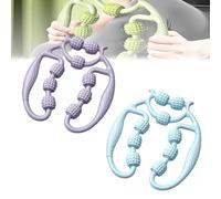 Relajador De Piernas - Pince circulaire à 9 roues - Rouleau de serrage circulaire multifonction à 360 degrés - Pour les jambes, le cou, la main, les bras - Pour le sport et le yoga - Pour femme - Bleu