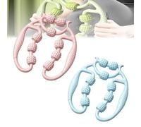 Relajador De Piernas - Pince circulaire à 9 roues - Rouleau de serrage circulaire multifonction à 360 degrés - Pour jambes, cou, main, bras - Relaxant musculaire - Pour femme - Rose + bleu