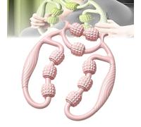Relajador De Piernas - Pince circulaire à 9 roues - Rouleau de serrage multifonction à 360 degrés - Pour jambes, cou, main, bras - Relaxant musculaire - Pour le sport et le yoga - Rose