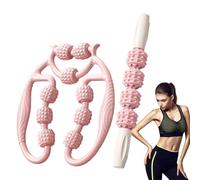Relajador de Piernas, Relajador De Piernas De 12 Rodillos Manuel, Rouleau Masseur de Jambes, Roue Circulaire Jambe, 360 Degrés Jambes Cou Musculaires Mains Bras Relaxant (Rose + 9 Roues + Bâton de