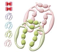 Relajador De Piernas, Relajador De Piernas Manual, 9 Wheel Circular Leg Clamp, Handheld Multifunctional Ring Roller, Multipurpose Massage Tools for Women and Men (Green+Pink)
