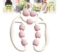 Relajador De Piernas, Relajador De Piernas Manual, Nine Wheel Circular Leg Clamp, Roller for Arm Massage with Circular Clamps, Multipurpose Massage Tools for Women and Men (White Pink)