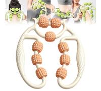 Relajador De Piernas, Relajador De Piernas Manual, Nine Wheel Circular Leg Clamp, Roller for Arm Massage with Circular Clamps, Multipurpose Massage Tools for Women and Men (White Orange)