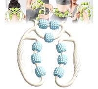 Relajador De Piernas, Relajador De Piernas Manual, Nine Wheel Circular Leg Clamp, Roller for Arm Massage with Circular Clamps, Multipurpose Massage Tools for Women and Men (White Blue)