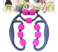 Relajador De Piernas, Relajador De Piernas Manual, Nine Wheel Circular Leg Clamp, Roller for Arm Massage with Circular Clamps, Multipurpose Massage Tools for Women and Men (Gray Pink)