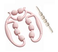 Relajador De Piernas, rouleau à neuf roues pour les muscles des jambes, rouleau circulaire à 9 roues avec pince pour les jambes, outil de massage pour les jambes et les bras (Rose)
