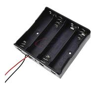 Reland Sun Lot de 5 boîtes de rangement pour piles 18650 avec fil de plomb - 1 emplacement 2 emplacements 3 emplacements 4 emplacements en parallèle - Noir - Avec broche (4 sections 14,8 V)