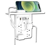 Relativelk Wall Outlet Extender with Shelf,Wall Outlet Extender with Shelf Night,Power Socket Expander USB Wall Charger,3 USB Ports 1 Type-C 6 AC Outlets,for Home,Office Or Travel Outdoor (White)