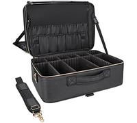 Relavel Extra Large Makeup Case Travel Makeup Bag Professional Leather Artist Bag Portable Cosmetic Brush Holder Organizer Nail Organizer Box with Adjustable Dividers