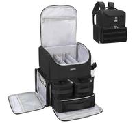 Relavel Grand sac à dos de maquillage avec 3 sacs transparents, double couche, organiseur de maquillage professionnel, trousse de maquillage avec séparateurs réglables et doublure facile à nettoyer