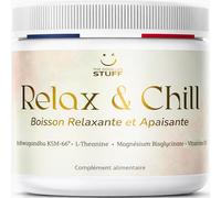 Relax & Chill Boisson Relaxation Anti-Stress/Ashwagandha KSM-66, L theanine, Magnesium Bisglycinate & Vitamine D/Baisse Cortisol & Stress, Améliore Détente et Qualité du Sommeil/Sans Cafeine ni Sucre