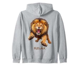 Relax - Fierce Lion Motivation Humour Ironie 2 Formes Mania Sweat à Capuche
