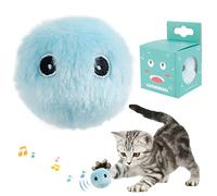 Relax love Jouet pour Chat interactif, avec Les cris des Oiseaux, Grenouilles et grillons, Balles pour Chats en Peluche chasser(Bleu (Son de Grenouille))