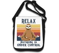 Relax Nothing is Under Control Sac à bandoulière de méditation Motif paresseux Blanc