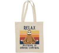 Relax Nothing is Under Control Sac fourre-tout en coton naturel Motif paresseux Blanc