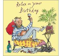 Relax On Your Birthday Yellow Quentin Blake Greeting Card Square