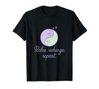 Relax Recharge Repeat Yin Yang Mental Health Design T-Shirt