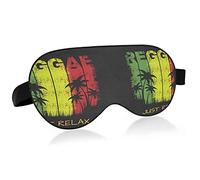 Relax Reggae Music Palm Trees On Black Eye Masks Cover Blocks Light Sleep Mask Shade Cover Blindfold Relaxing Eyeshade Cover avec Head Strap réglable pour hommes femmes enfants