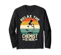 Relax Scientist est Ici Vintage Microscope Lab Manche Longue