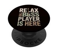 Relax The Bass Player is Here Guitare Guitariste Bassist Musique PopSockets PopGrip Adhésif