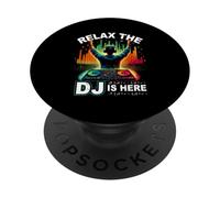 Relax The DJ is Here Disque coloré Jockey Musique Party PopSockets PopGrip Adhésif