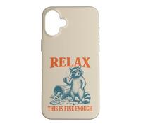 Relax This is Fine Enough Funny Raton Laveur Café Humour Femme Coque pour iPhone 16 Plus