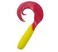 Relax Twister 052 Lot de 15 leurres en caoutchouc pour pêche à la truite, à la perche, rouge et jaune 7,5 cm