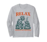 Relax UnHing&Unbothered Funny Raccoon Humour Queen King Manche Longue