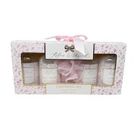 Relax & Unwind Velvet Rose Spa Coffret cadeau - 3 styles de soin - Coffret cadeau bain et corps avec gel douche, lotion, crème pour les mains et bouffante - Anniversaires, fête des mères et Noël HTUK