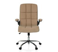 MyBuero Fauteuil de Direction rembourré Aspect Velours côtelé Relax WD 100 Chaise pivotante réglable en Hauteur avec accoudoirs rabattables, Beige
