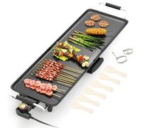 RELAX4LIFE 1800W Gril Électrique Extra Large avec Contrôle de Thermostat à 4 Niveaux & Bac de Récupération Amovible, Barbecue Plancha Antiadhésive Teppanyaki Portable (84x24cm)