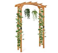 RELAX4LIFE 2,3M Arche de Jardin en Bois avec Treillis pour Plantes Grimpantes & Rosiers & Vignes, Pergola d'escalade pour Décoration Pelouse Arrière-Cour(160x60x229 cm)