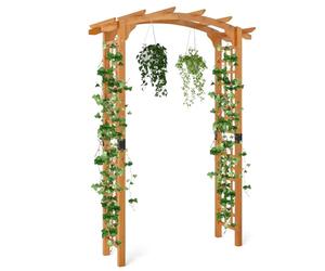 RELAX4LIFE 2,3M Arche de Jardin en Bois avec Treillis pour Plantes Grimpantes & Rosiers & Vignes, Pergola d'escalade pour Décoration Pelouse Arrière-Cour(160x60x229 cm)