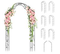 RELAX4LIFE 2,5M Arche de Jardin avec Treillis à 7 Combinaisons et 2 Méthodes d'Installation, 2 Demi-Arches, Pergola d'escalade en Métal pour Jardin, Treillis de Support de Plantes pour Décoration