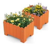 RELAX4LIFE 2 Bac à Fleurs 40L, 2 carré Potager de Jardin en HDPE avec Trous de Drainage pour Légumes Fruits Plantes Grasses, Pots de Fleurs Décoratifs pour Balcon Jardin Patio (L | 45x32x30CM,Orange)